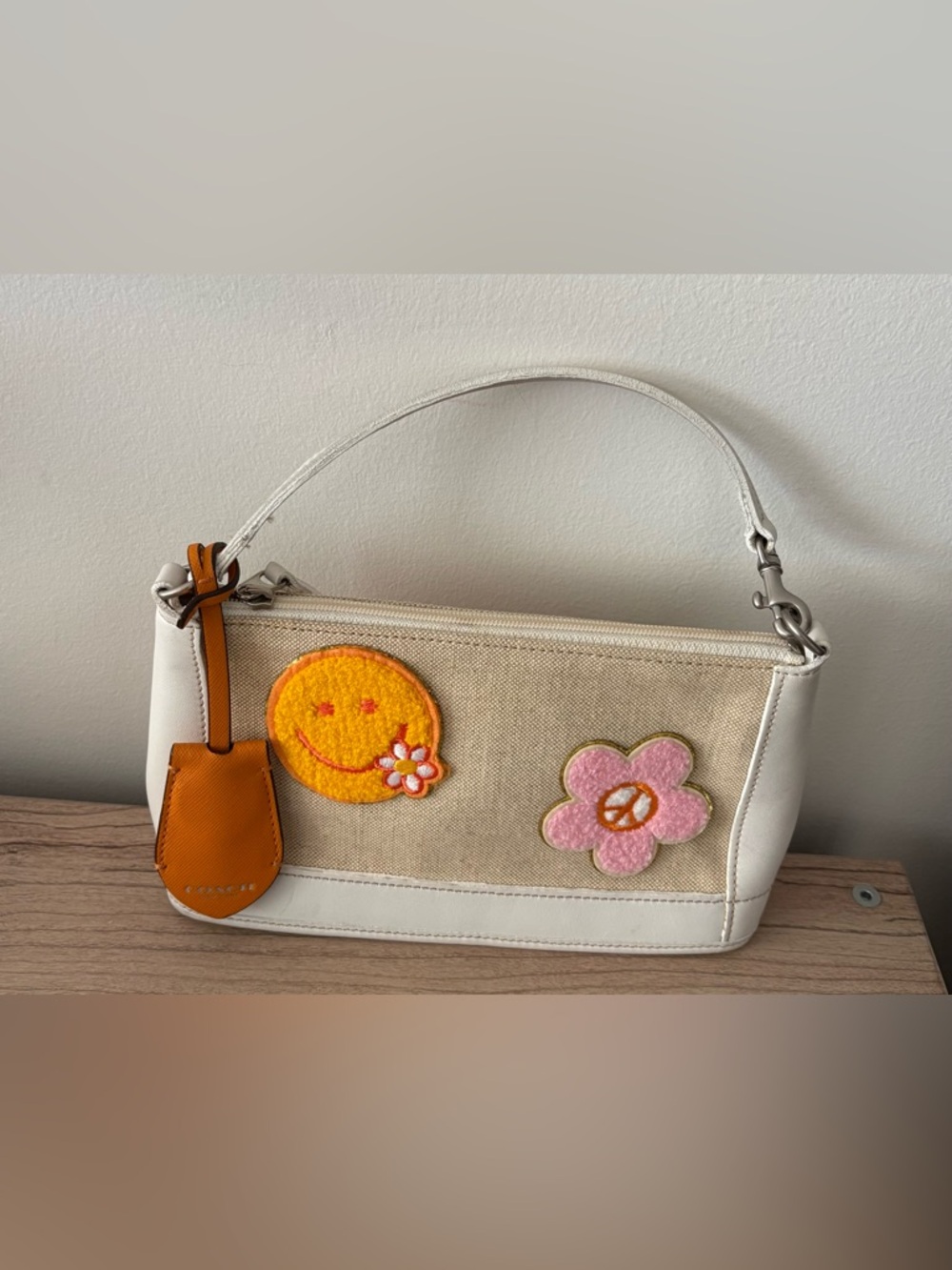 Coach vintage mini Bag #6115 white leather linen
